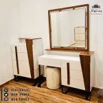 ⁦غرفه نوم كريمية بخطوط هندسية خشبية⁩ - الصورة ⁦4⁩